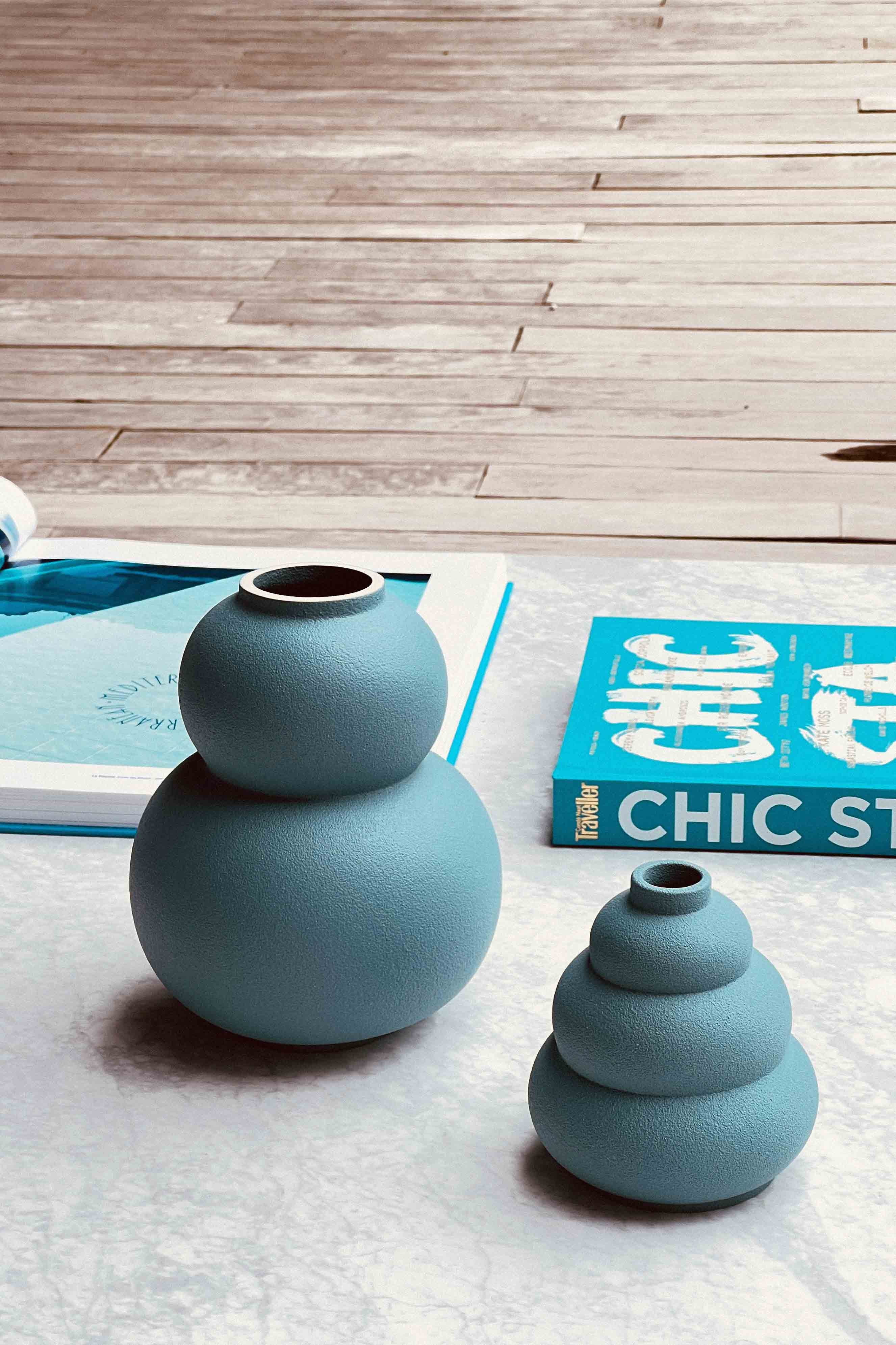 Vase set Marshmallow Meringue azure Celaine