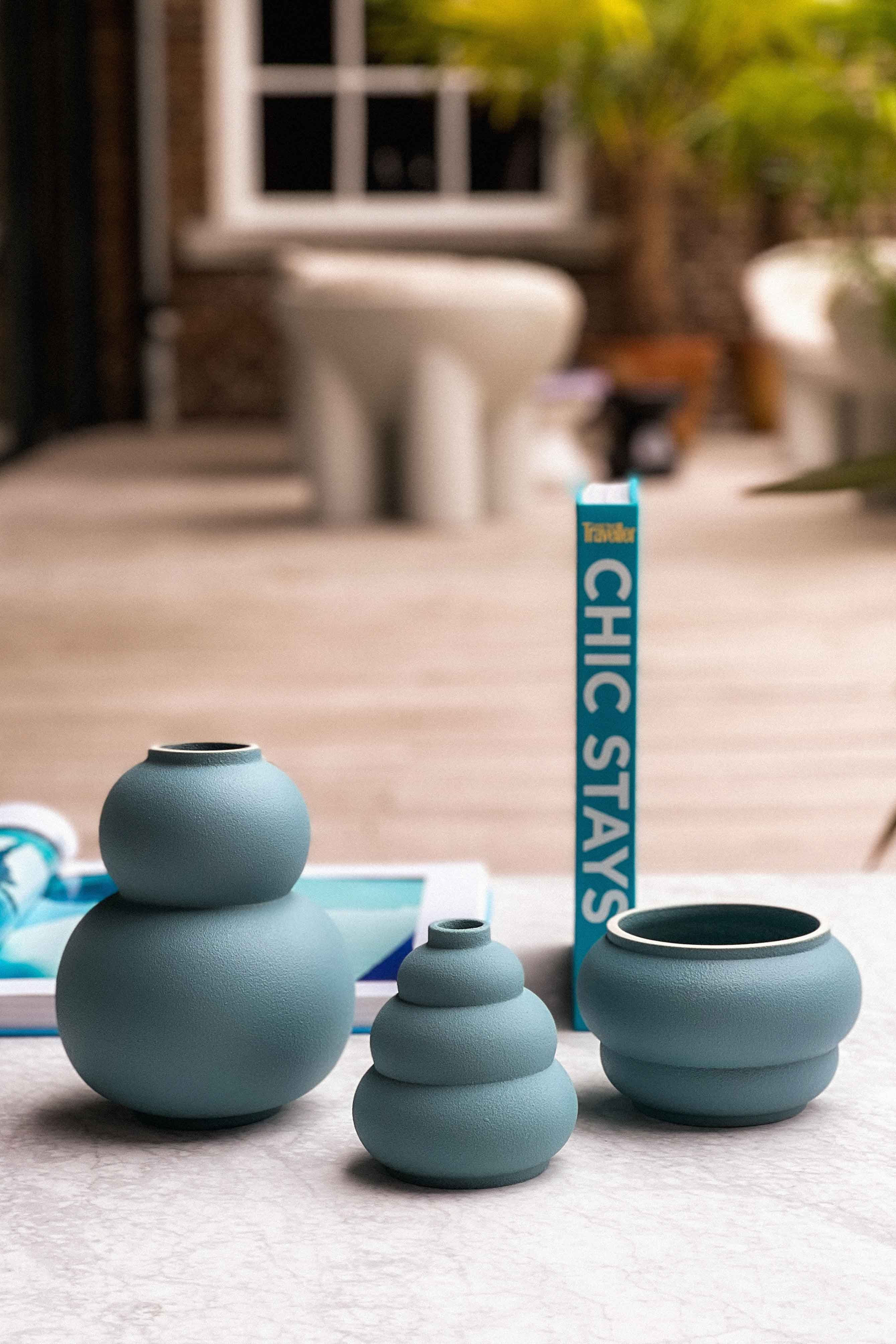 Marshmallow Meringue Macaron Vase Set - Azure