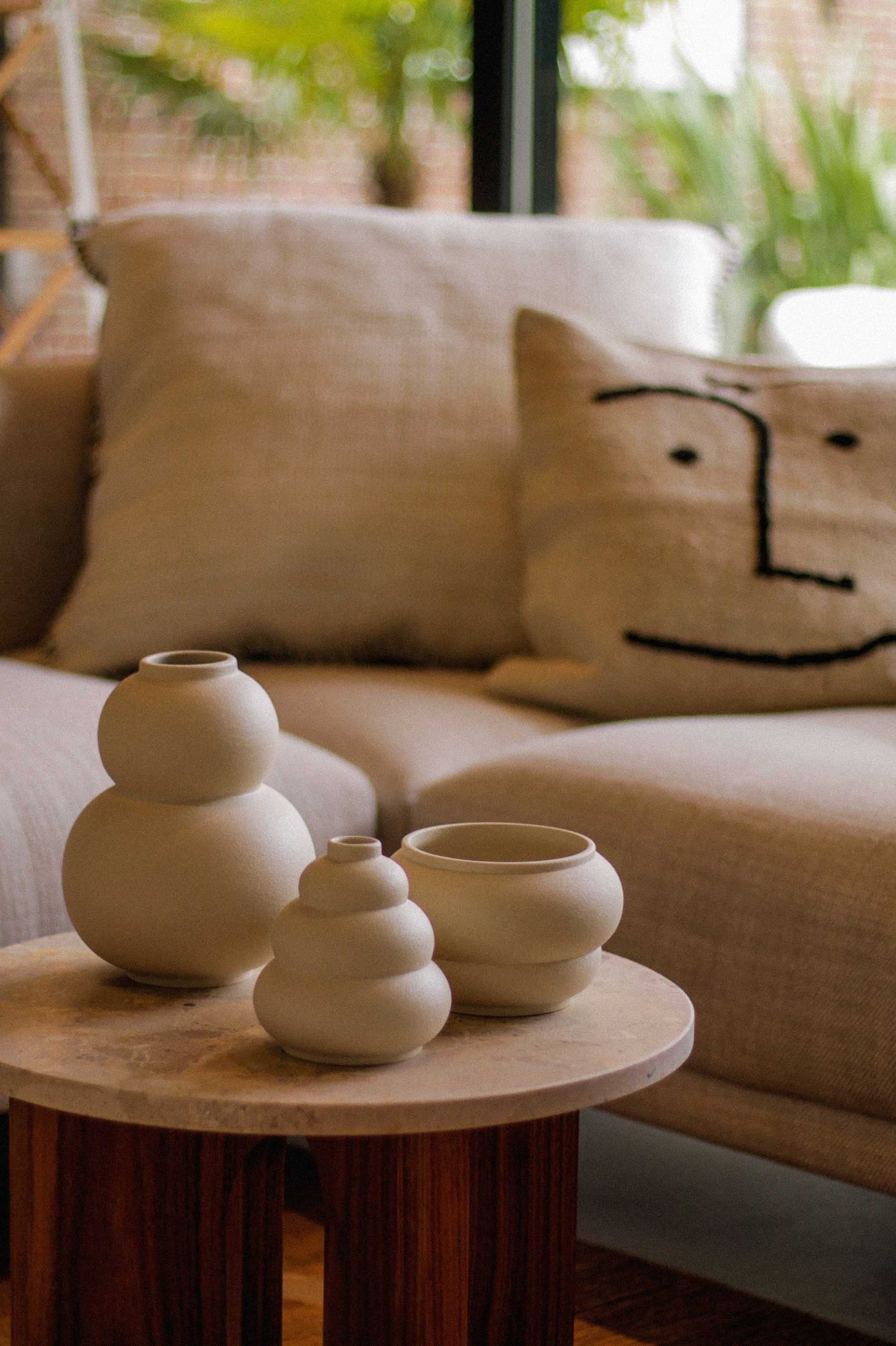 Marshmallow Meringue Macaron Vase Set - Cream