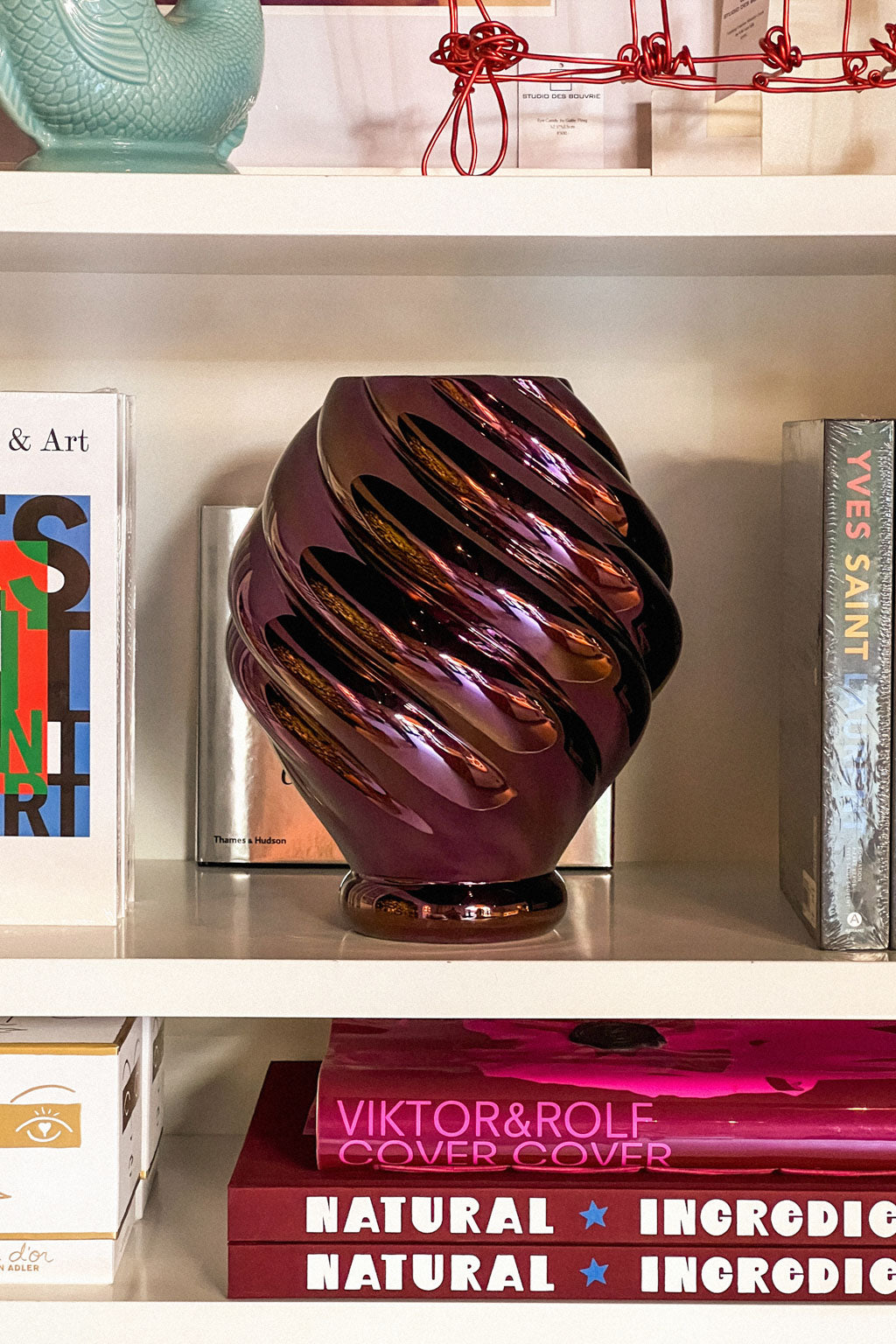 Vase Bottega Curve metallic purple Celaine