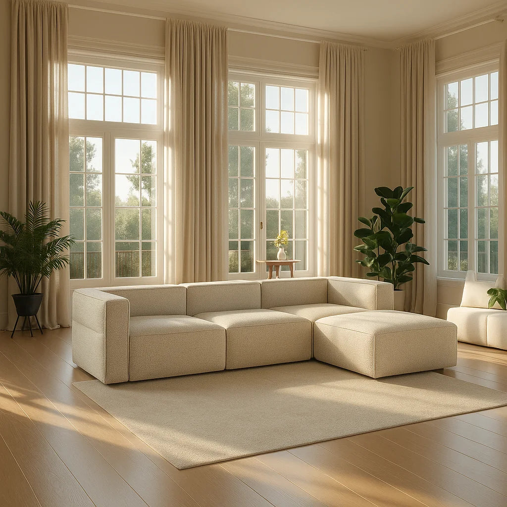 Mara Bouclé Cream Sofa Set - Modern, Comfortable &amp; Stylish