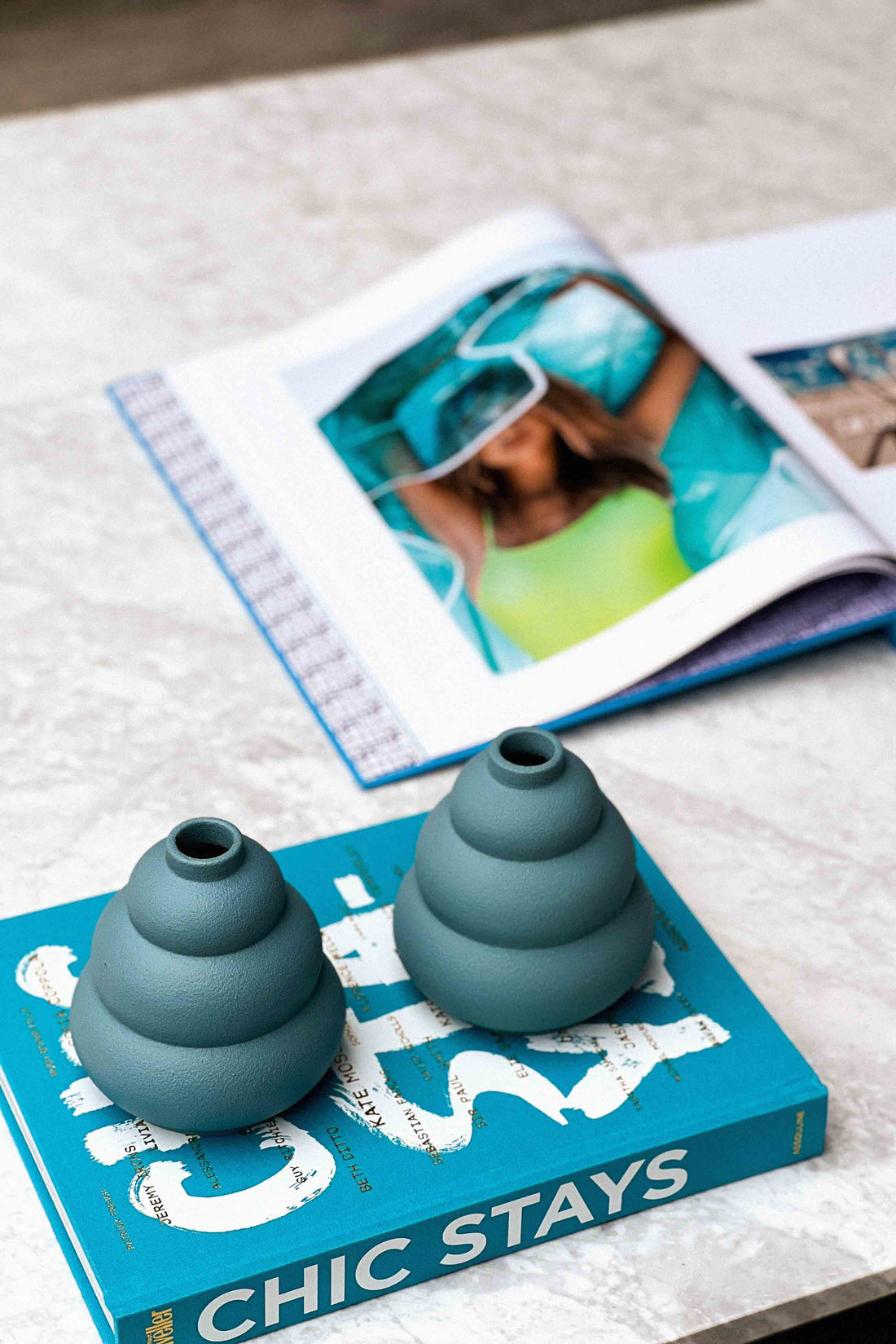 Meringue Vase Twin Set - Azure