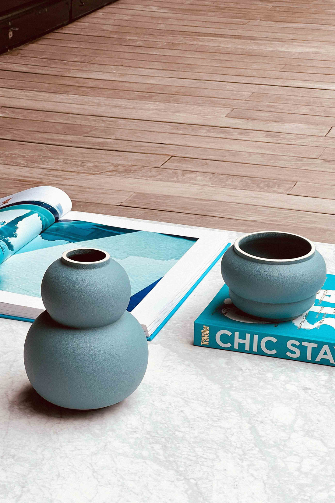 Vase Marshmallow Macaron set azure Celaine