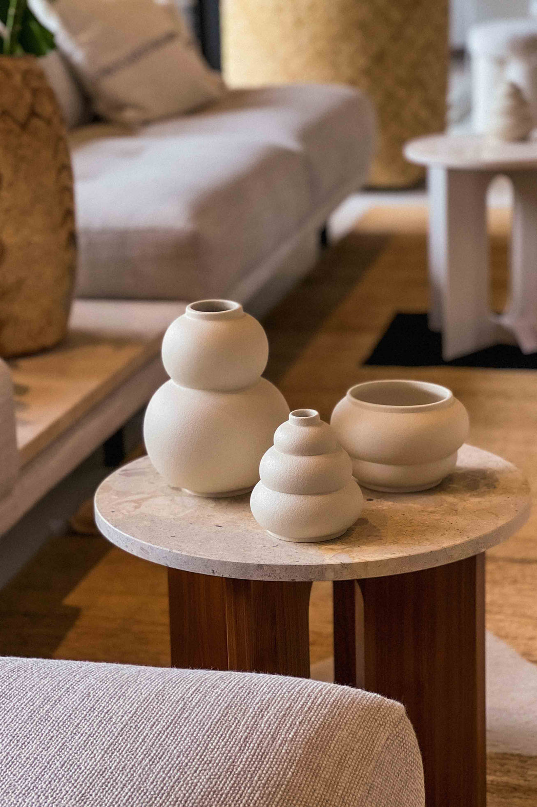 Marshmallow Meringue Macaron Vase Set  - Cream