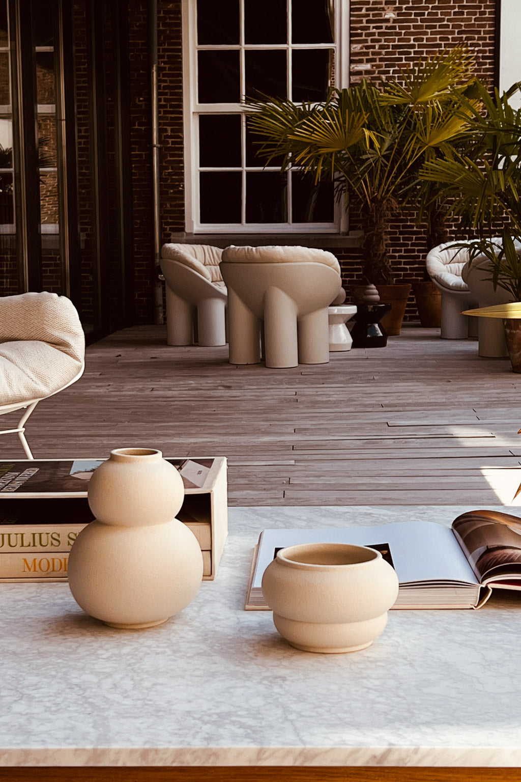 Vase Marshmallow Macaron set cream Celaine